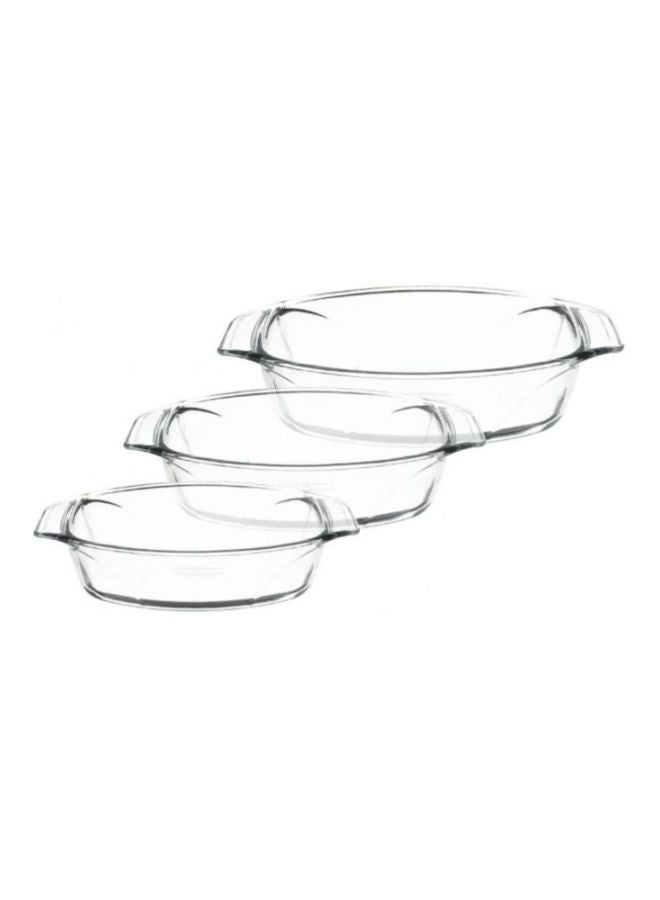 PYREX 3-Piece Oval Oven Tray Set Clear - Image 1