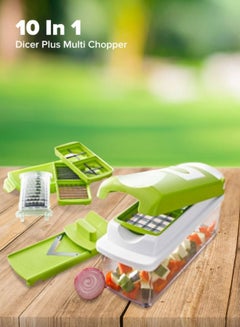 Cyber 10-In-1 Nicer Dicer Plus Vegetable Cutter Set Green/Silver  - Image 4