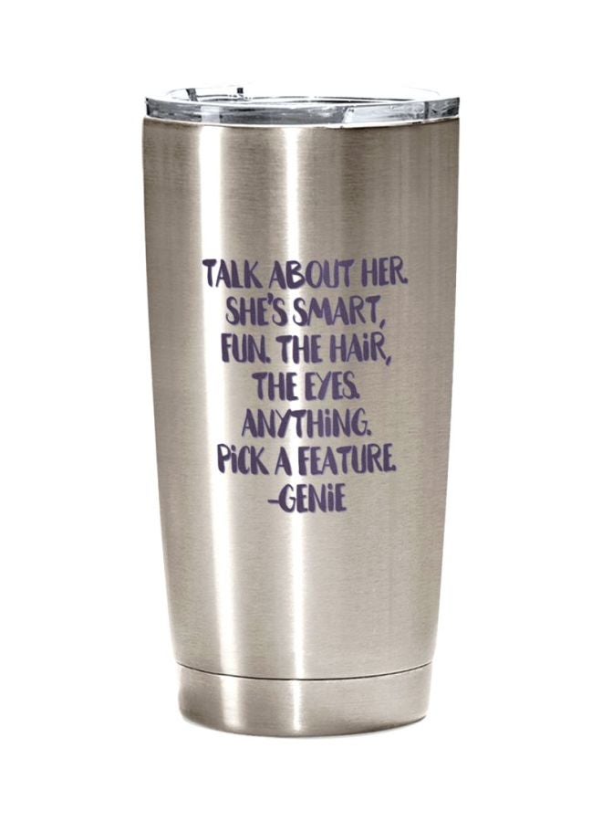 LOUD UNIVERSE Quote Printed Stainless Steel Tumbler With Lid Silver/Purple  - Image 1