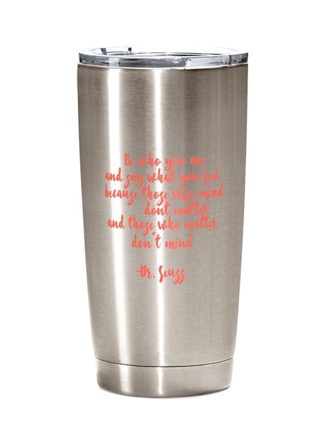 LOUD UNIVERSE Quote Printed Stainless Steel Tumbler With Lid Silver/Orange  - Image 1
