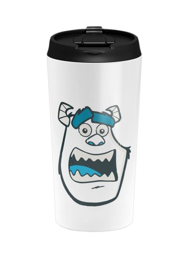 LOUD UNIVERSE Face Monsters Inc Printed Stainless Steel Tumbler With Lid White/Blue/Black 