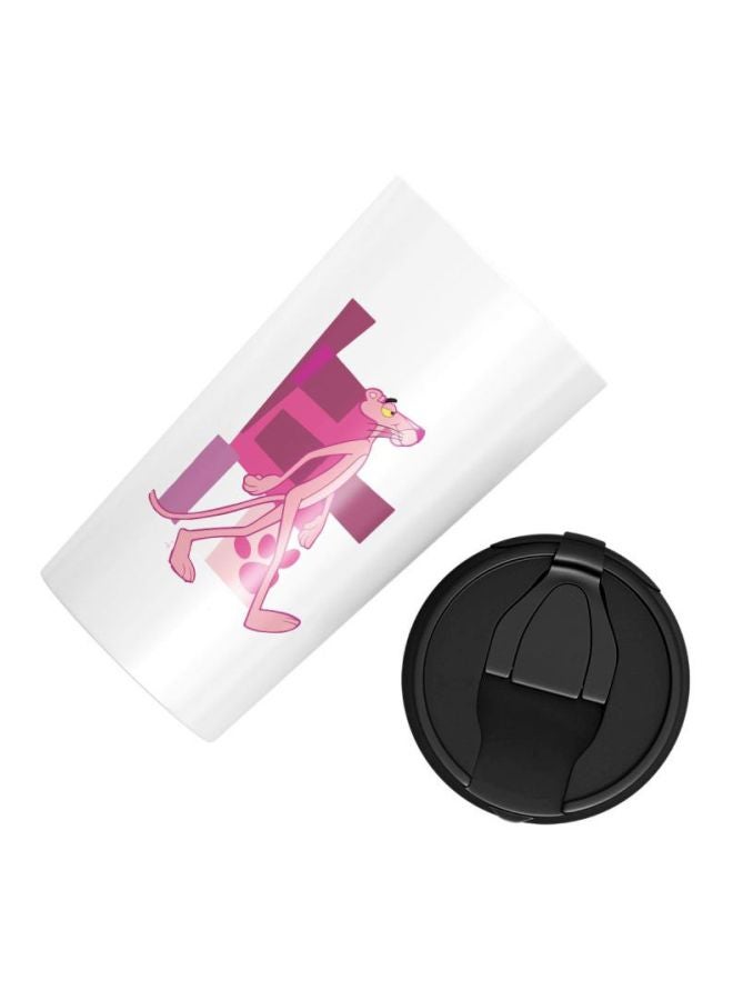 LOUD UNIVERSE Pink Panther Printed Stainless Steel Tumbler With Lid White/Pink/Black  - Image 3