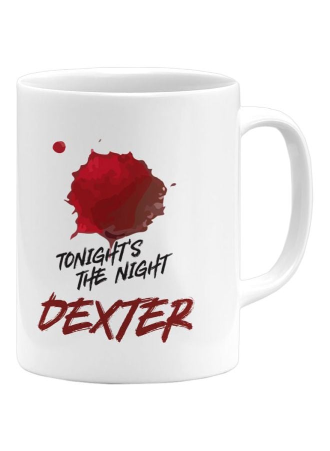LOUD UNIVERSE - Dexter Printed Ceramic Coffee Mug White/Red/Black - Image 1