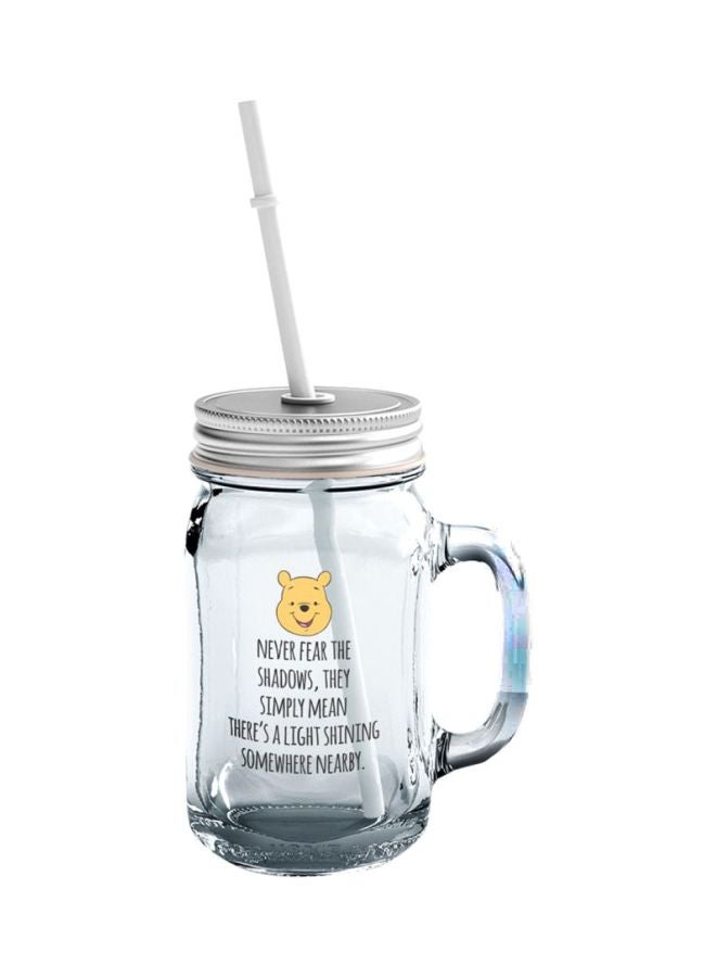 LOUD UNIVERSE Quote Printed Mason Jar With Lid And Straw Clear/Black/Yellow  - Image 1
