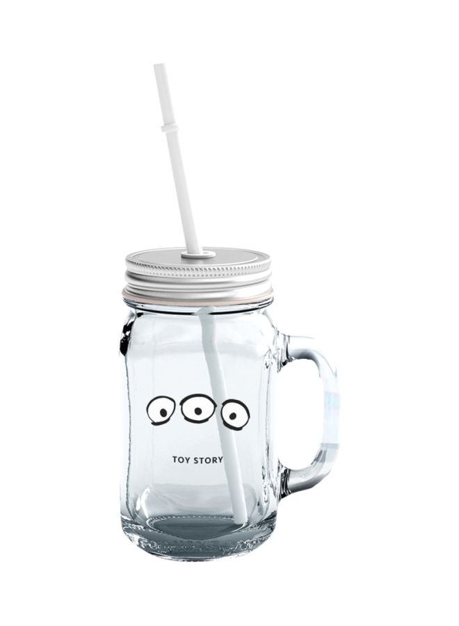 LOUD UNIVERSE Cool Story Bro Printed Mason Jar With Lid And Straw Clear/White  - Image 1