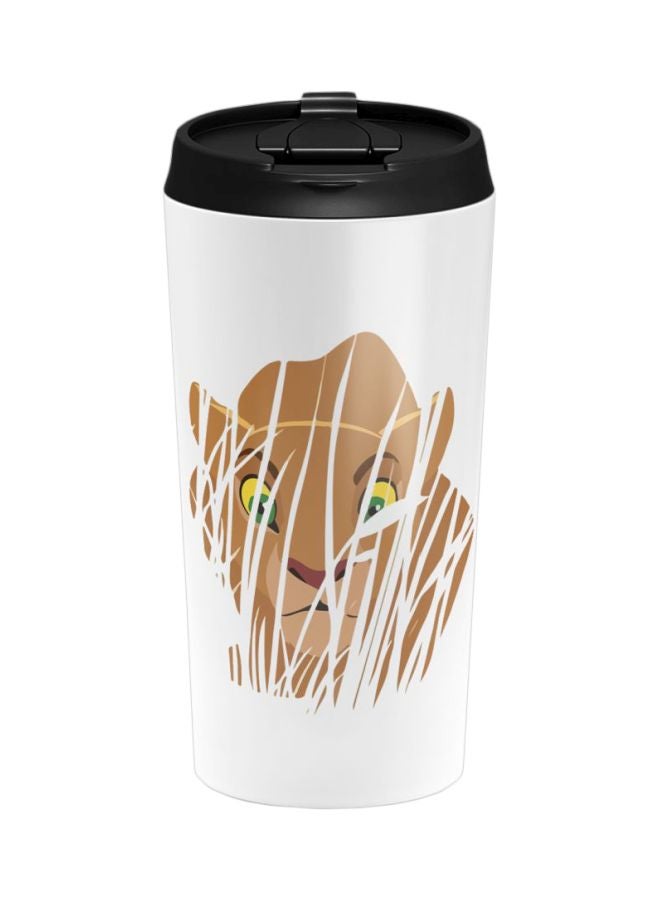 LOUD UNIVERSE Nala Lion King Printed Stainless Steel Travel Tumbler With Lid White/Yellow/Brown  - Image 1