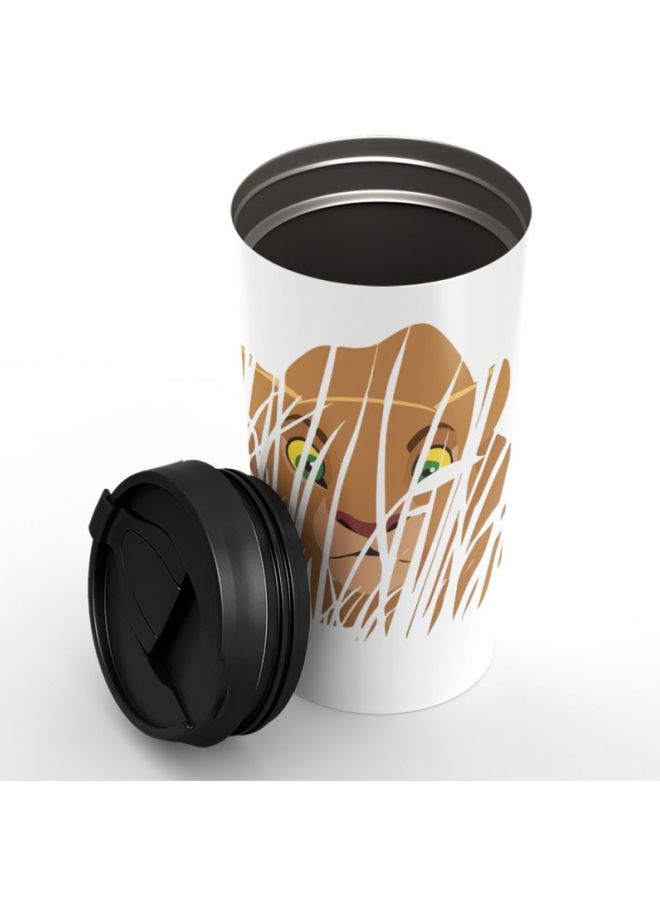 LOUD UNIVERSE Nala Lion King Printed Stainless Steel Travel Tumbler With Lid White/Yellow/Brown  - Image 2