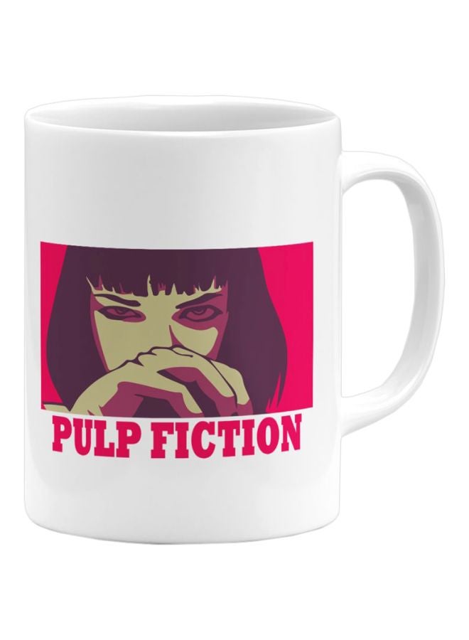 LOUD UNIVERSE Mia Wallace Pulp Fiction Printed Ceramic Coffee Mug White/Pink/Yellow