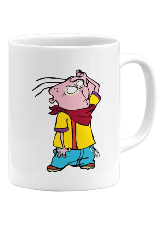 LOUD UNIVERSE Edd Ed Edd And Eddie Printed Ceramic Coffee Mug White/Yellow/Blue 