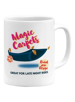 Aladdin And Jasmine Magic Carpet Printed Ceramic Coffee Mug White/Red/Blue