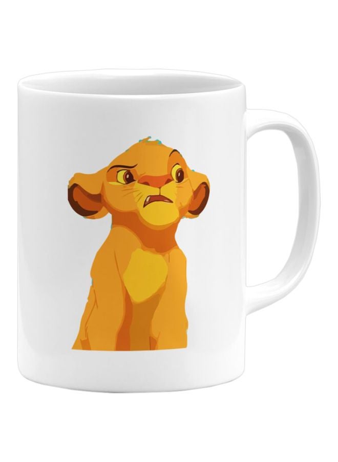 LOUD UNIVERSE The Lion King Simba Printed Ceramic Coffee Mug White/Yellow/Orange 