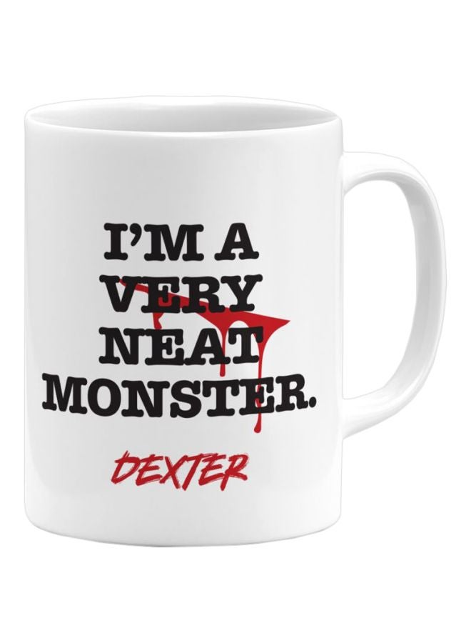 LOUD UNIVERSE Neat Monster Dexter Printed Ceramic Coffee Mug White/Red/Black 