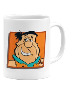 Fred Face Cute Printed Ceramic Coffee Mug White/Orange/Black