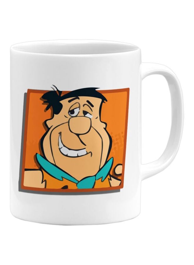 LOUD UNIVERSE - Fred Face Cute Printed Ceramic Coffee Mug White/Orange/Black - Image 1