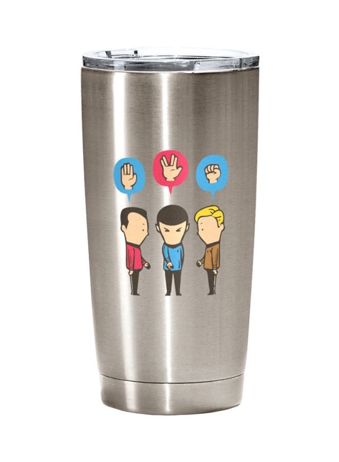 LOUD UNIVERSE Funny Star Trek Printed Stainless Steel Travel Tumbler With Lid Silver/Blue/Black  - Image 1