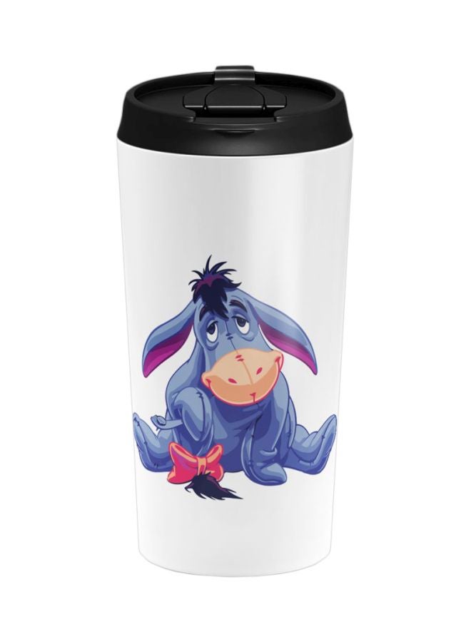 LOUD UNIVERSE Pooh Donkey Friend Printed Stainless Steel Travel Tumbler With Lid White/Blue/Black 