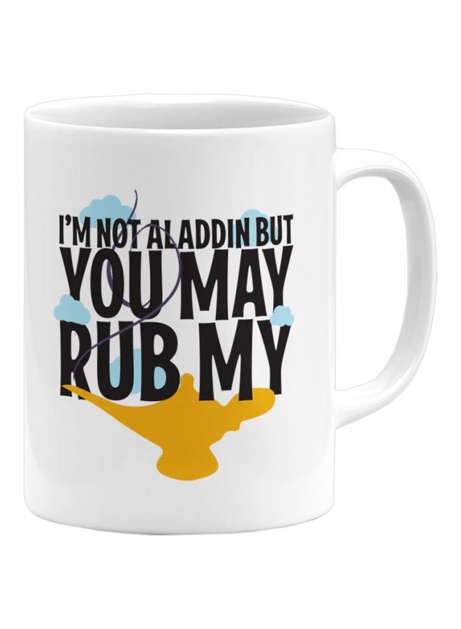 LOUD UNIVERSE Funny Quote Lamp Genie Aladdin Printed Ceramic Coffee Mug White/Black/Yellow 