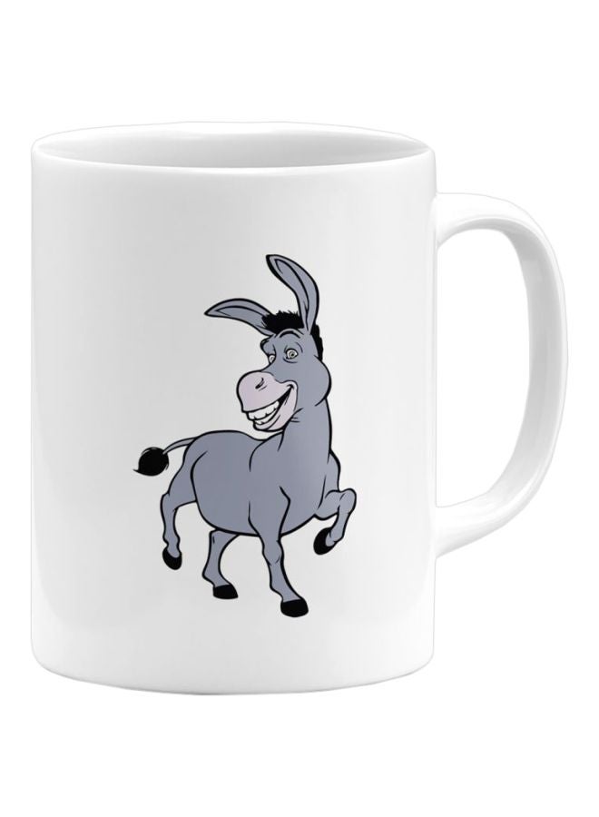 LOUD UNIVERSE Donkey Printed Ceramic Coffee Mug White/Grey 
