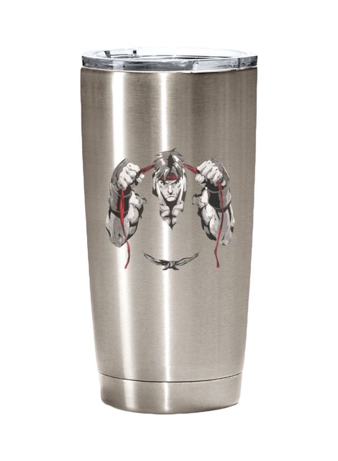 LOUD UNIVERSE Classic Style Ryu Bandana Printed Stainless Steel Tumbler Silver/White/Black  - Image 1