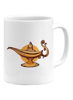 LOUD UNIVERSE Genie'S Lamp From Aladdin Printed Ceramic Coffee Mug White/Yellow/Black 