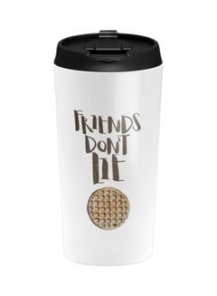LOUD UNIVERSE Pie Waffle Stranger Things Printed Stainless Steel Tumbler With Lid White/Black/Brown  - Image 1