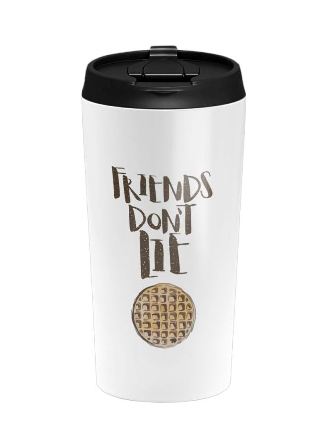 Pie Waffle Stranger Things Printed Stainless Steel Tumbler With Lid White/Black/Brown