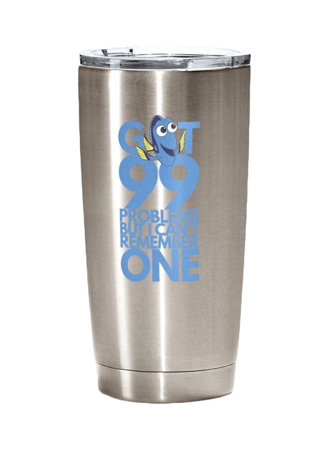 LOUD UNIVERSE Dory Quote Finding Nemo Printed Stainless Steel Tumbler With Lid Silver/Blue  - Image 1