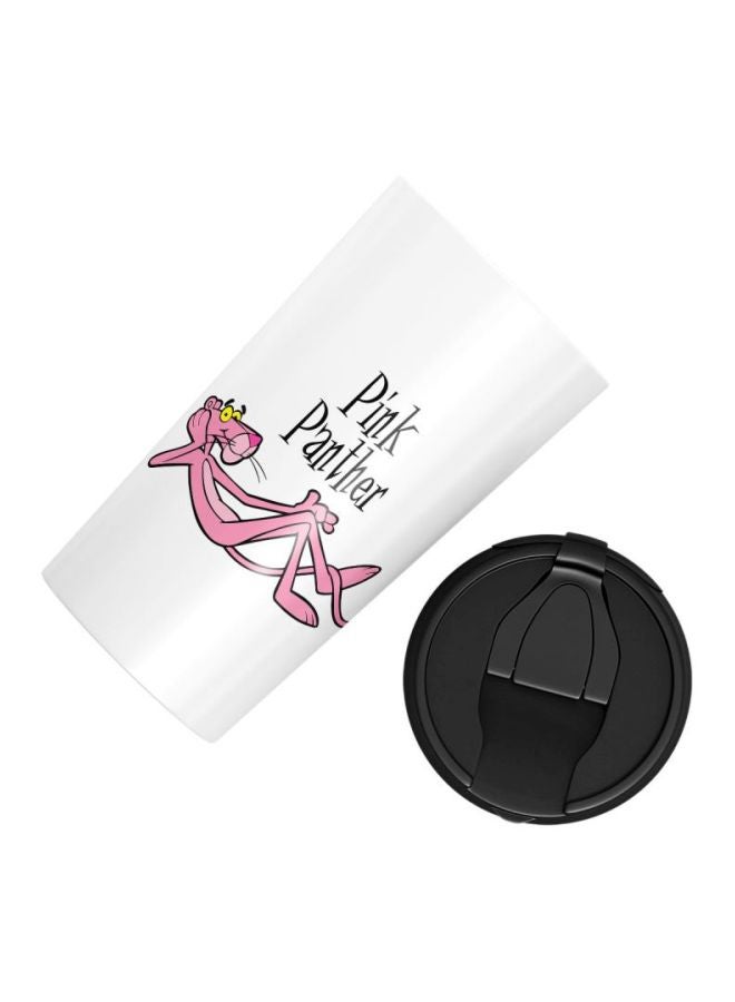 LOUD UNIVERSE Chilling Panther Printed Stainless Steel Tumbler With Lid White/Black/Pink  - Image 3