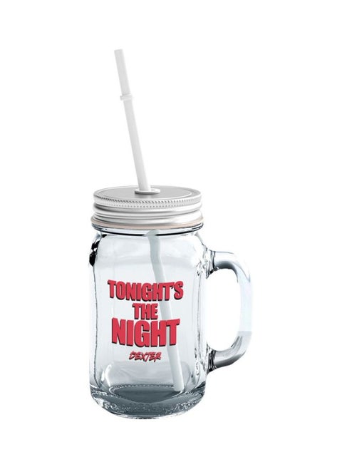 Dexter Morgan Quote Printed Glass Mason Jar With Lid And Straw Clear/Silver/Red