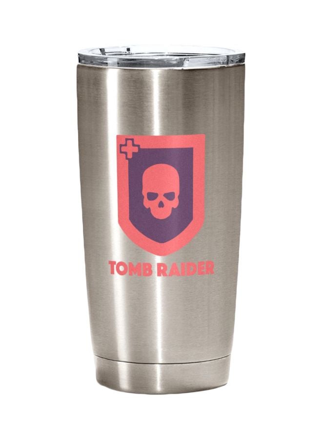 LOUD UNIVERSE Tomb Raider Logo Printed Stainless Steel Tumbler With Lid Silver/Pink/Purple  - Image 1