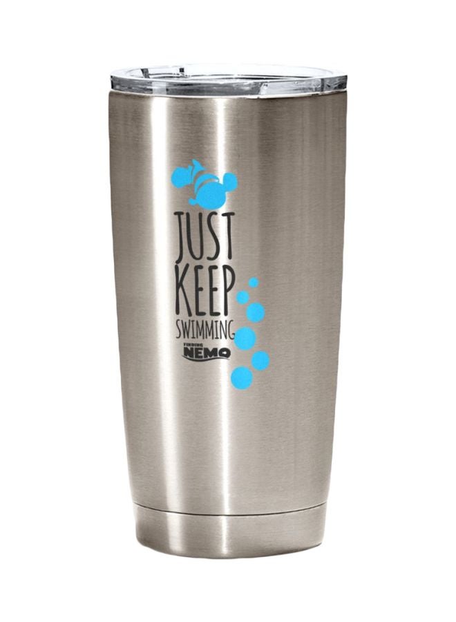 LOUD UNIVERSE Finding Nemo Quote Printed Stainless Steel Tumbler With Lid Silver/Black/Blue  - Image 1