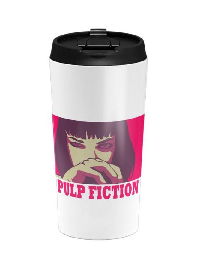 LOUD UNIVERSE Mia Wallace Pulp Fiction Printed Stainless Steel Tumbler With Lid White/Pink/Beige - Image 1