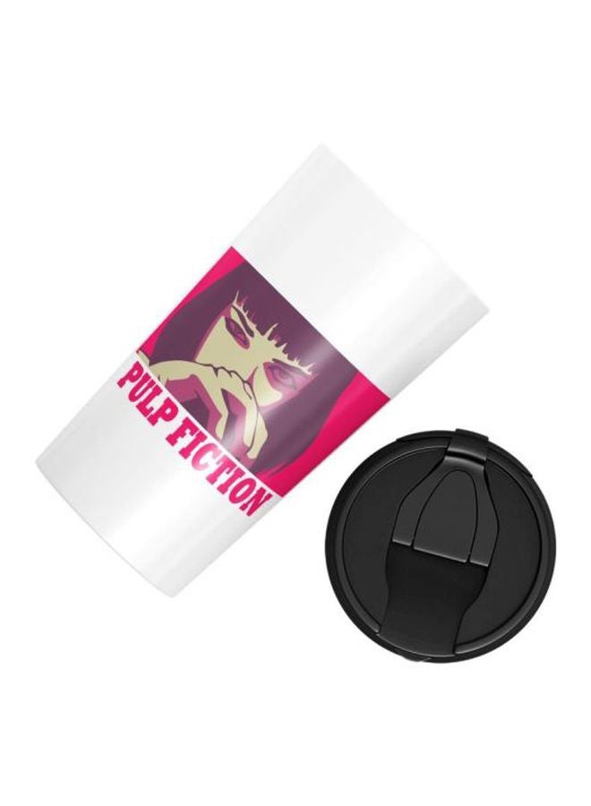 LOUD UNIVERSE Mia Wallace Pulp Fiction Printed Stainless Steel Tumbler With Lid White/Pink/Beige - Image 2