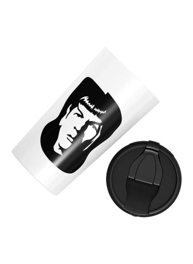 LOUD UNIVERSE Spock Face Star Trek Printed Stainless Steel Tumbler With Lid White/Black  - Image 2