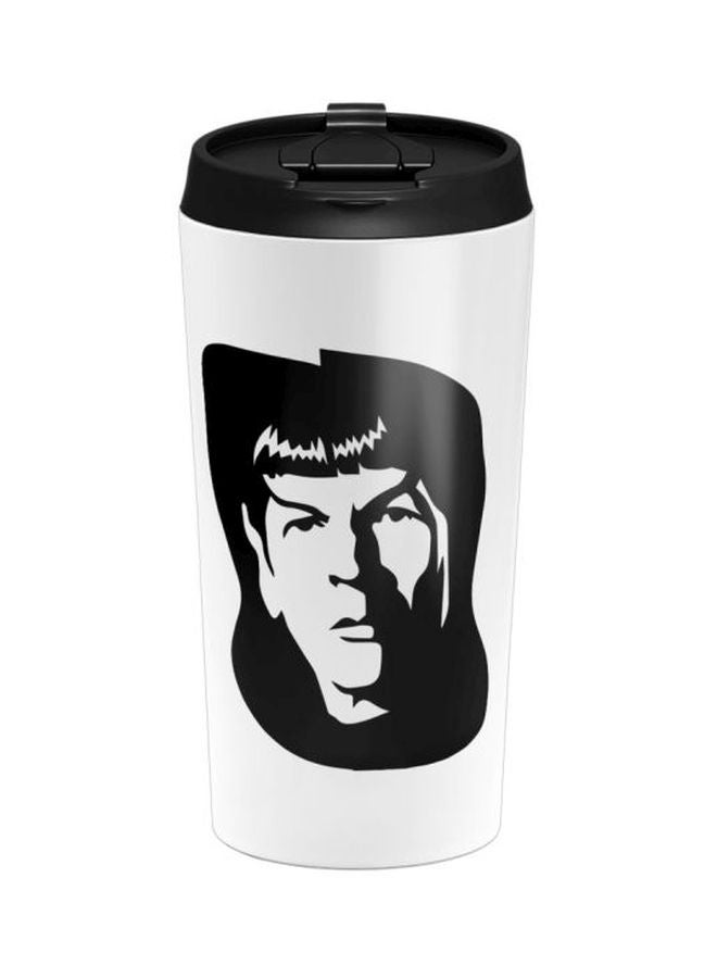 LOUD UNIVERSE Spock Face Star Trek Printed Stainless Steel Tumbler With Lid White/Black  - Image 1
