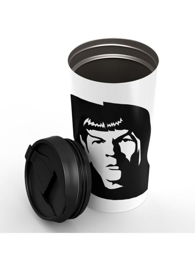 LOUD UNIVERSE Spock Face Star Trek Printed Stainless Steel Tumbler With Lid White/Black  - Image 3