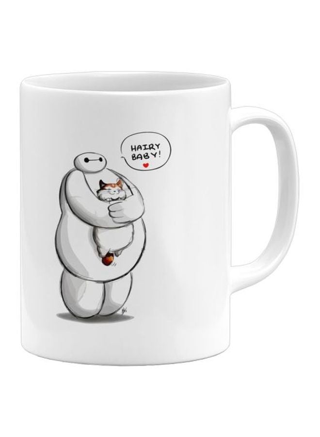 LOUD UNIVERSE - Hairy Baby Fox Printed Coffee Mug White/Black/Red - Image 1