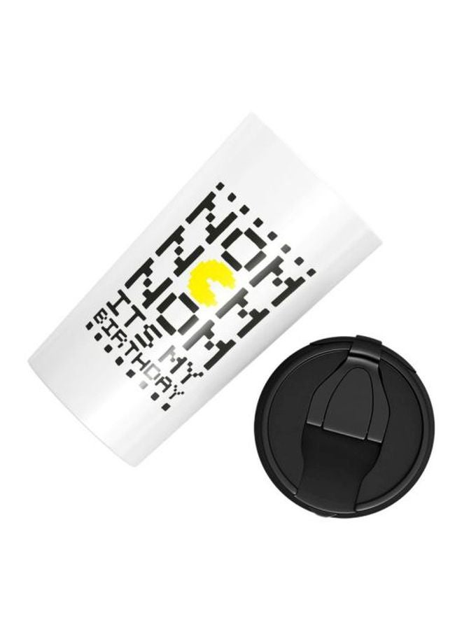LOUD UNIVERSE Nom Nom Pacman Printed Stainless Steel Tumbler With Lid White/Black/Yellow  - Image 2