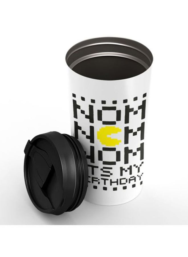LOUD UNIVERSE Nom Nom Pacman Printed Stainless Steel Tumbler With Lid White/Black/Yellow  - Image 3