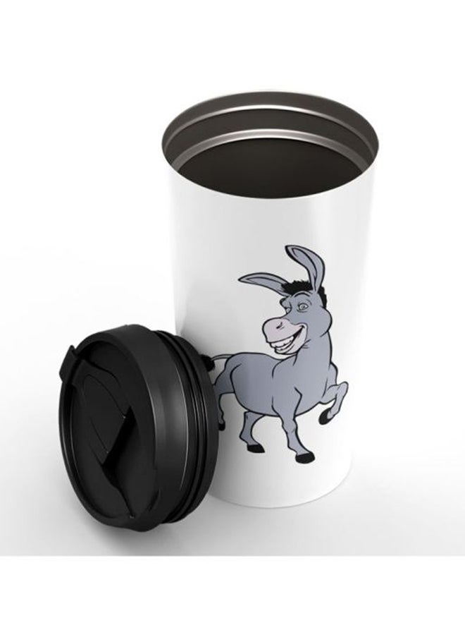 LOUD UNIVERSE Donkey Printed Stainless Steel Tumbler With Lid White/Black/Grey  - Image 3