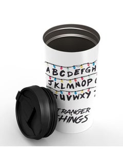 LOUD UNIVERSE Alphabets Stranger Things Printed Stainless Steel Tumbler With Lid White/Black/Blue  - Image 3