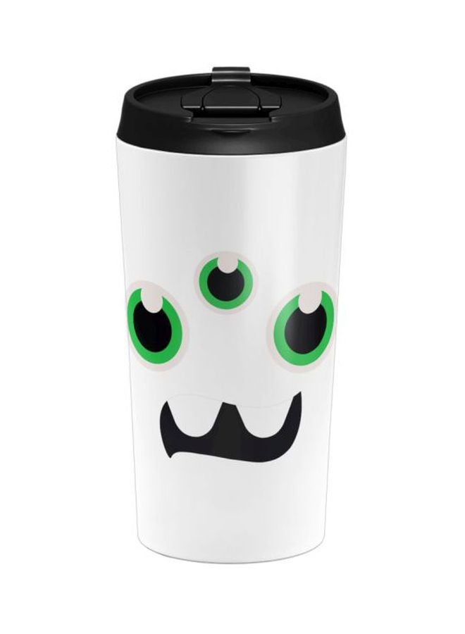 LOUD UNIVERSE 3 Eyed Monster Printed Stainless Steel Tumbler With Lid White/Black/Green 
