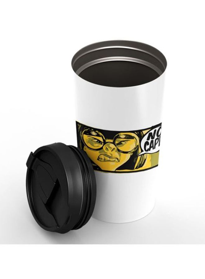 LOUD UNIVERSE Edna No Capes Printed Travel Tumbler With Acrylic Lid White/Black/Yellow  - Image 3