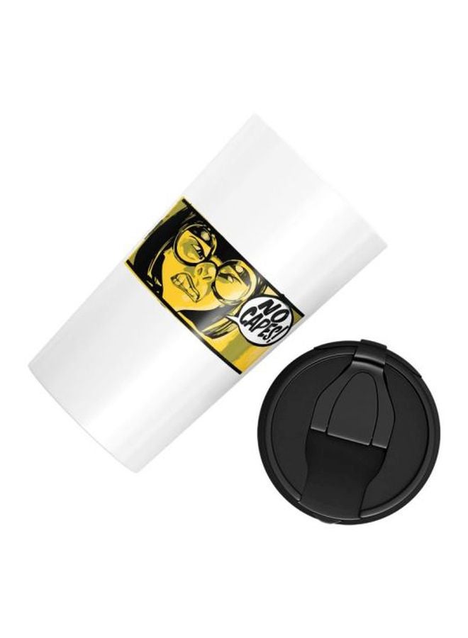 LOUD UNIVERSE Edna No Capes Printed Travel Tumbler With Acrylic Lid White/Black/Yellow  - Image 2