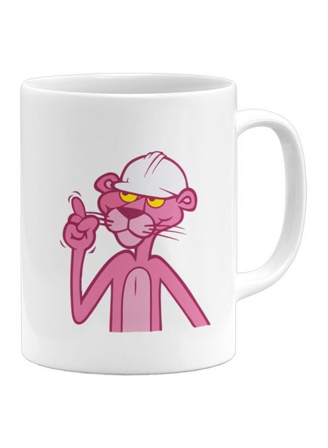 Working Pink Panther Printed Coffee Mug White/Pink/Yellow