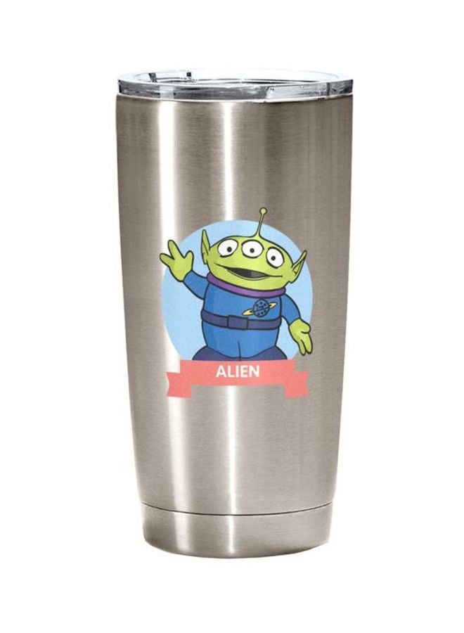 LOUD UNIVERSE Alien Toy Story Character Printed Travel Tumbler With Acrylic Lid Silver/Clear/Blue  - Image 1