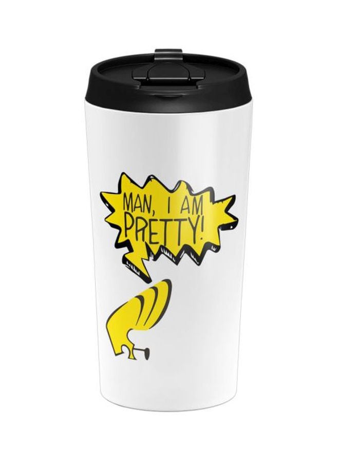 LOUD UNIVERSE Pretty Man Johnny Bravo Classic Printed Travel Tumbler With Acrylic Lid White/Black/Yellow  - Image 1