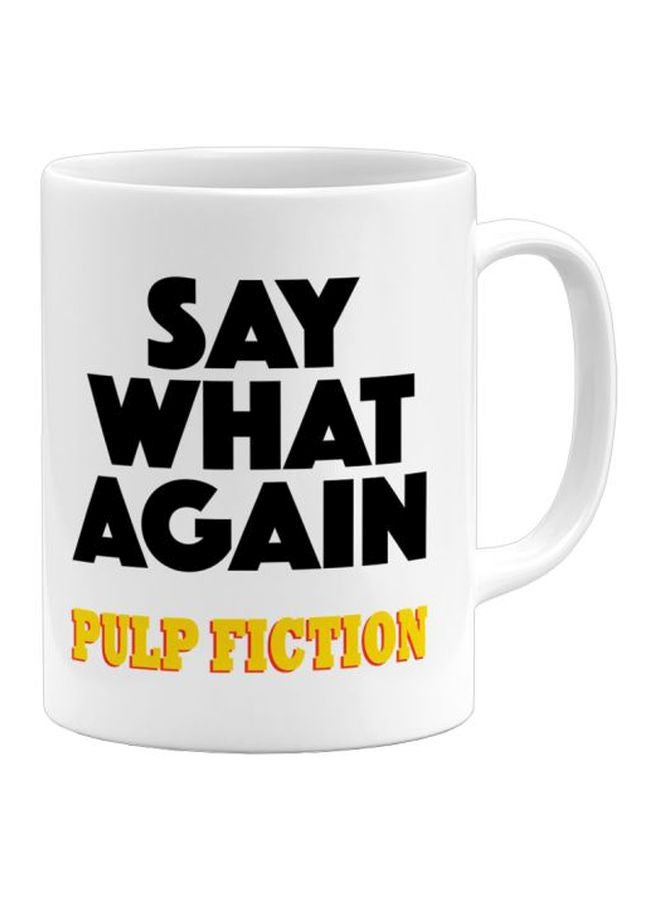 LOUD UNIVERSE - Say What Pulp Fiction Printed Coffee Mug White/Black/Yellow - Image 1