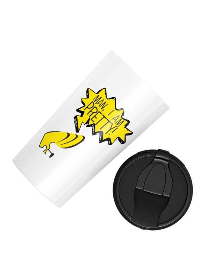 LOUD UNIVERSE Pretty Man Johnny Bravo Classic Printed Travel Tumbler With Acrylic Lid White/Black/Yellow  - Image 2