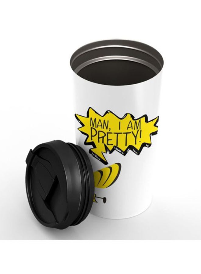 LOUD UNIVERSE Pretty Man Johnny Bravo Classic Printed Travel Tumbler With Acrylic Lid White/Black/Yellow  - Image 3